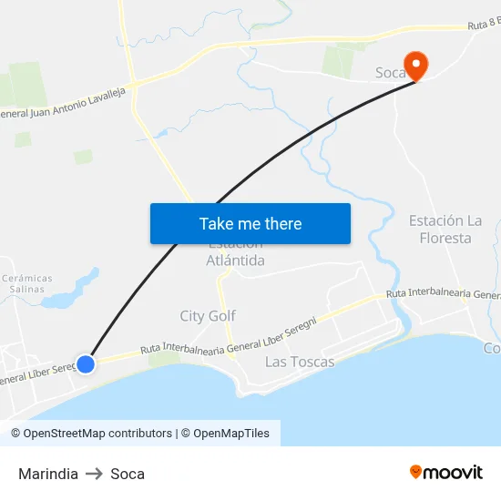 Marindia to Soca map
