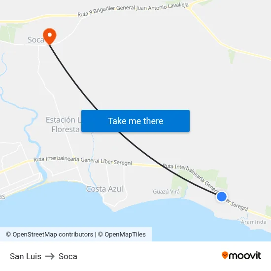 San Luis to Soca map