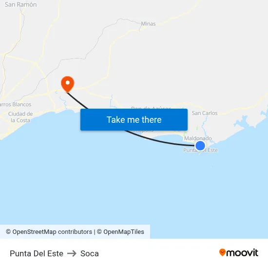Punta Del Este to Soca map
