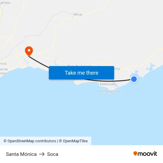 Santa Mónica to Soca map