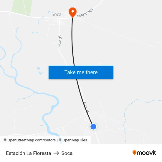 Estación La Floresta to Soca map