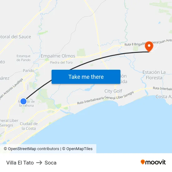 Villa El Tato to Soca map
