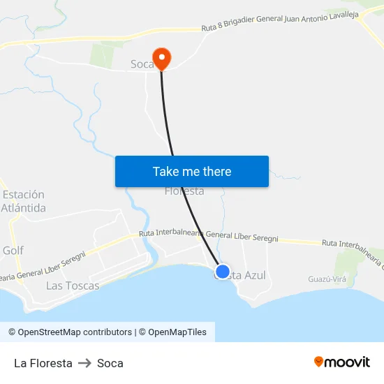 La Floresta to Soca map