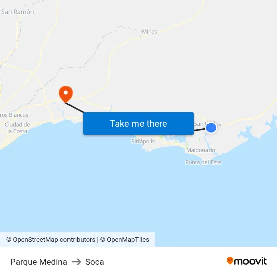 Parque Medina to Soca map