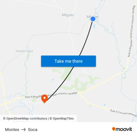 Montes to Soca map