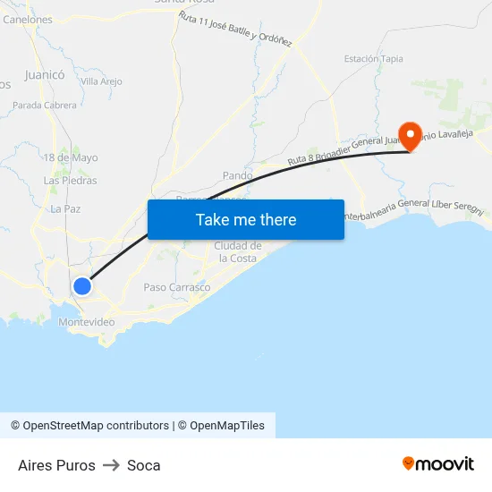 Aires Puros to Soca map