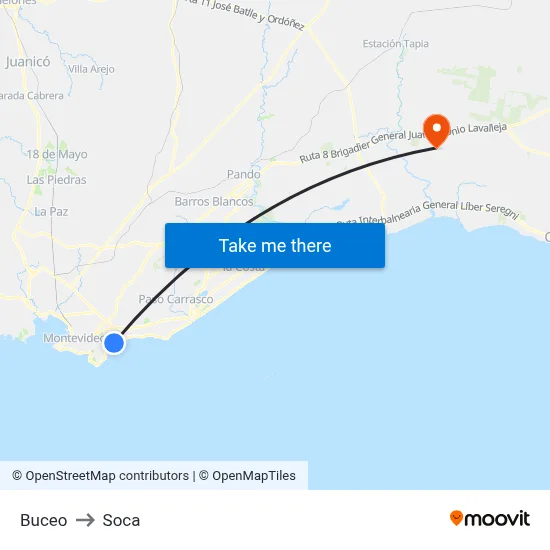 Buceo to Soca map