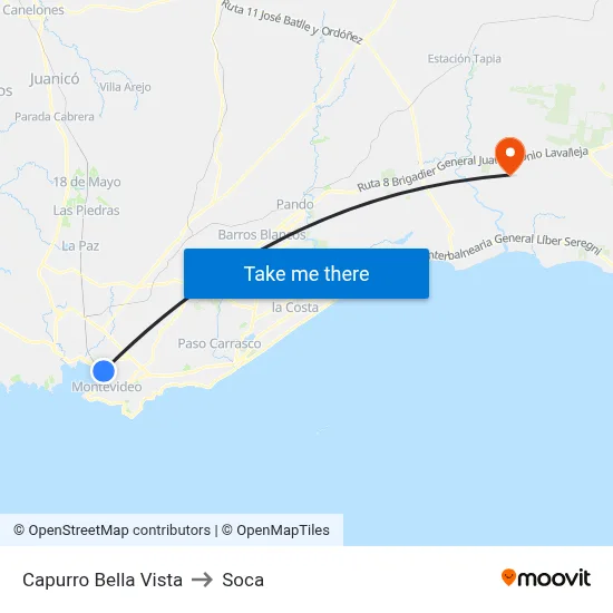 Capurro Bella Vista to Soca map
