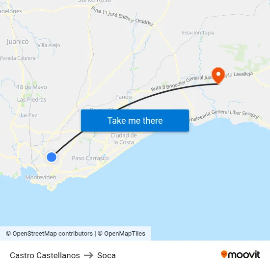 Castro Castellanos to Soca map