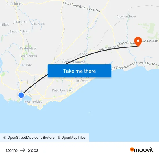 Cerro to Soca map