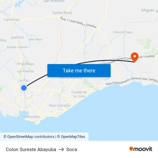 Colon Sureste Abayuba to Soca map