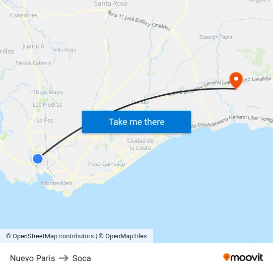 Nuevo Paris to Soca map