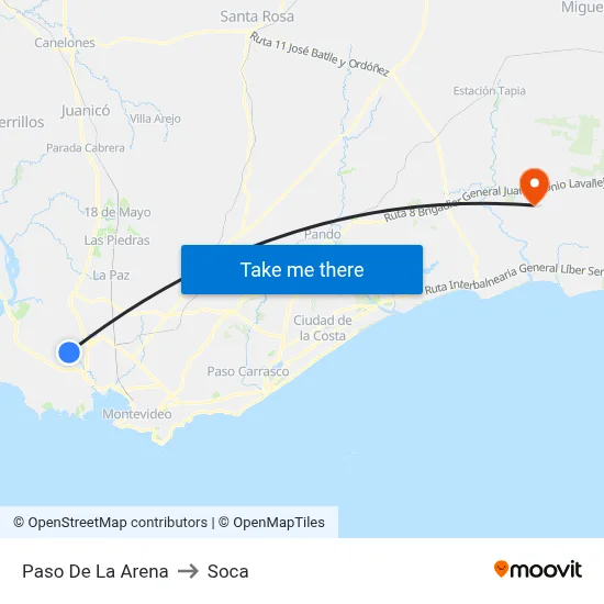 Paso De La Arena to Soca map
