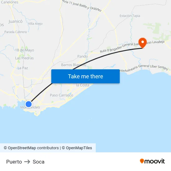 Puerto to Soca map