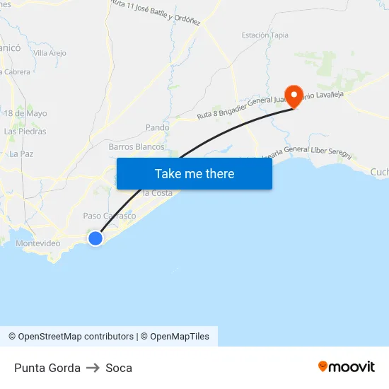 Punta Gorda to Soca map