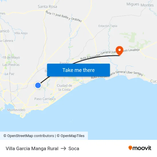 Villa Garcia Manga Rural to Soca map