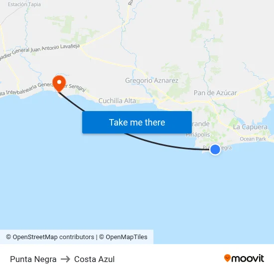 Punta Negra to Costa Azul map