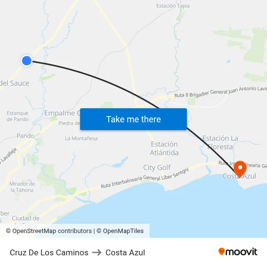 Cruz De Los Caminos to Costa Azul map