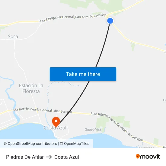 Piedras De Afilar to Costa Azul map
