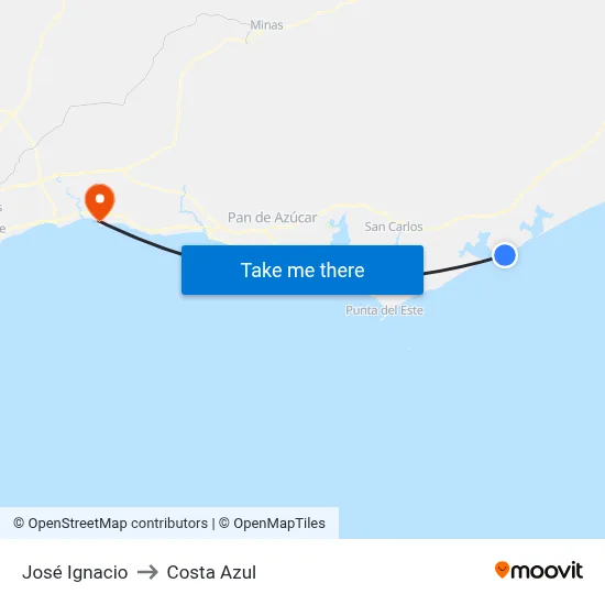 José Ignacio to Costa Azul map