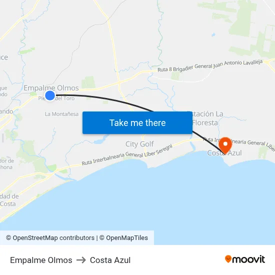 Empalme Olmos to Costa Azul map
