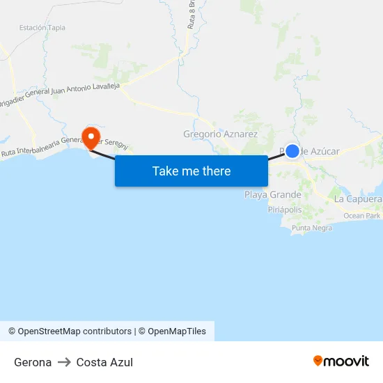 Gerona to Costa Azul map