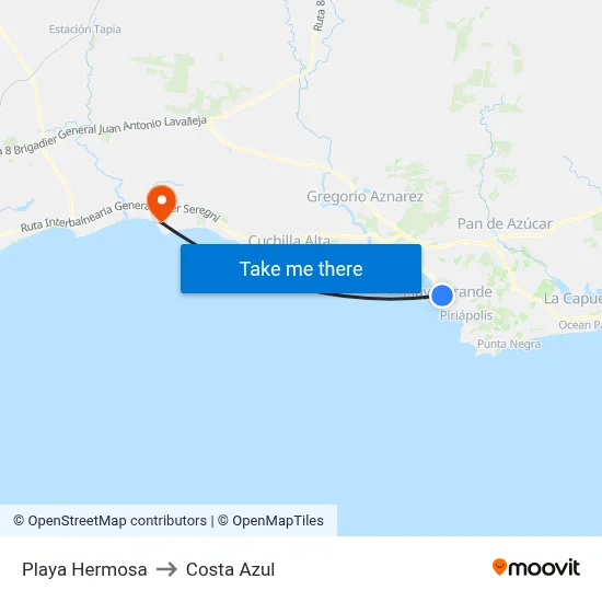 Playa Hermosa to Costa Azul map