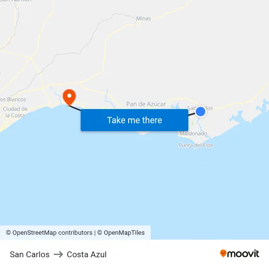 San Carlos to Costa Azul map