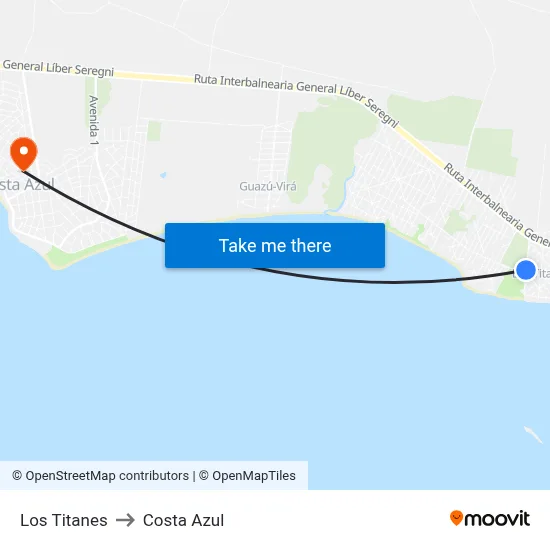 Los Titanes to Costa Azul map