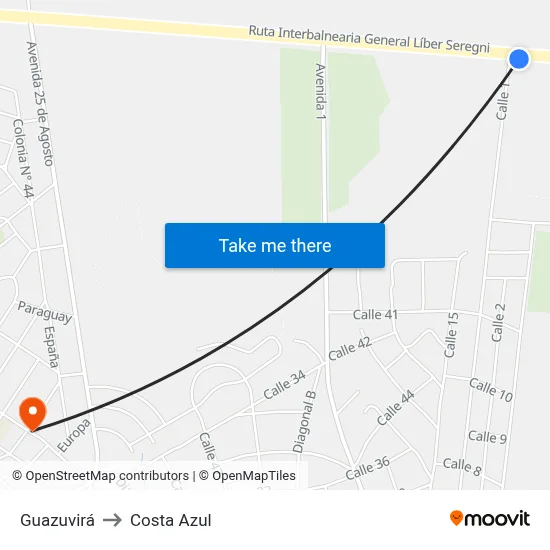 Guazuvirá to Costa Azul map