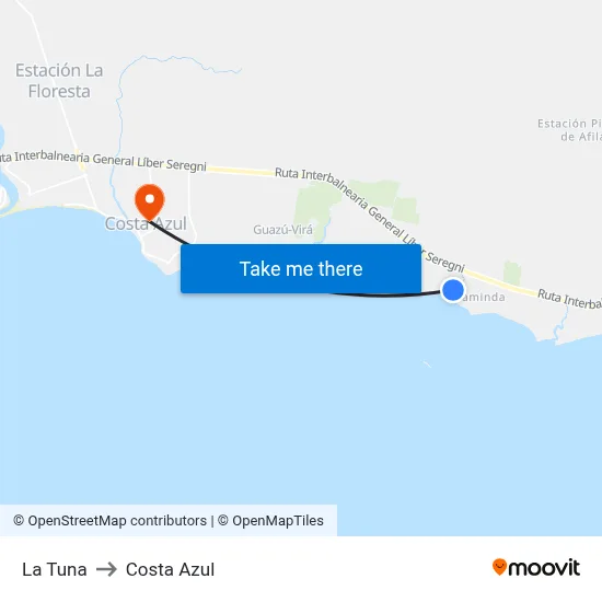 La Tuna to Costa Azul map