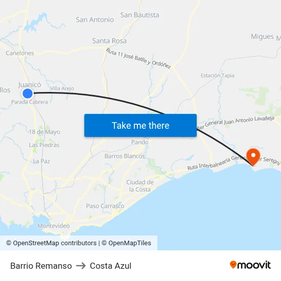 Barrio Remanso to Costa Azul map