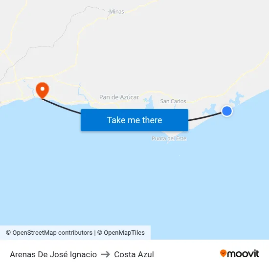 Arenas De José Ignacio to Costa Azul map