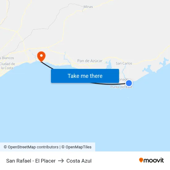 San Rafael - El Placer to Costa Azul map