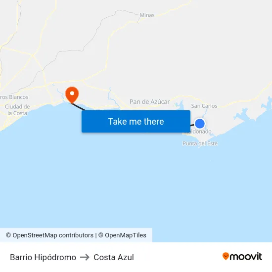 Barrio Hipódromo to Costa Azul map