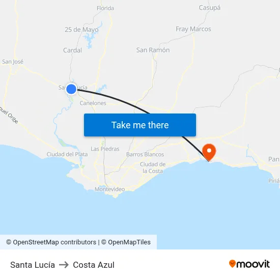 Santa Lucía to Costa Azul map