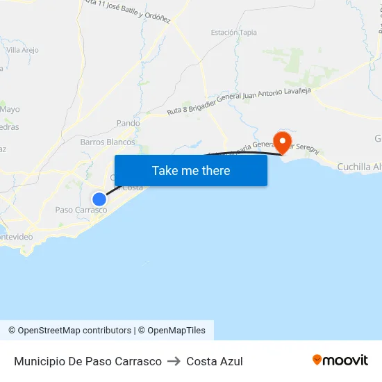 Municipio De Paso Carrasco to Costa Azul map