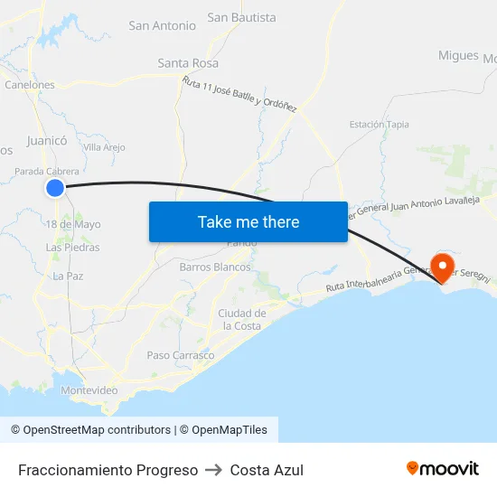 Fraccionamiento Progreso to Costa Azul map
