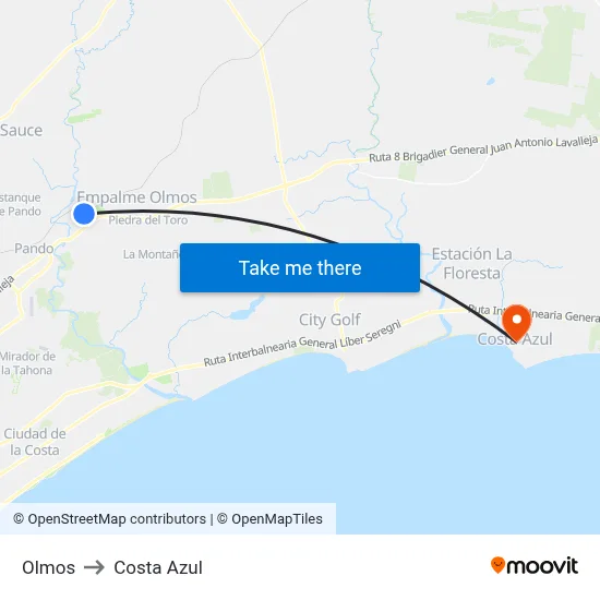 Olmos to Costa Azul map