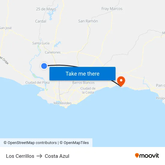 Los Cerrillos to Costa Azul map