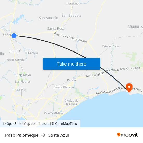 Paso Palomeque to Costa Azul map