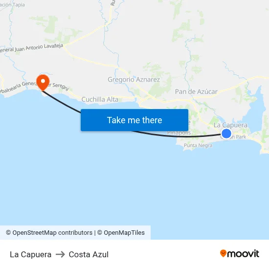 La Capuera to Costa Azul map