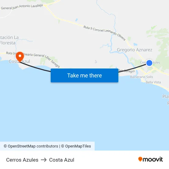 Cerros Azules to Costa Azul map
