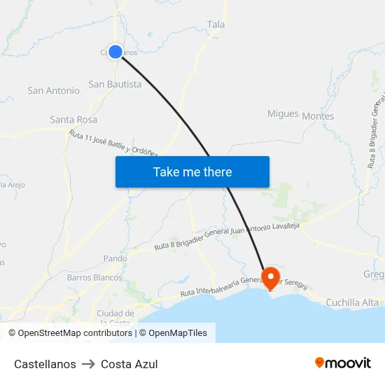 Castellanos to Costa Azul map