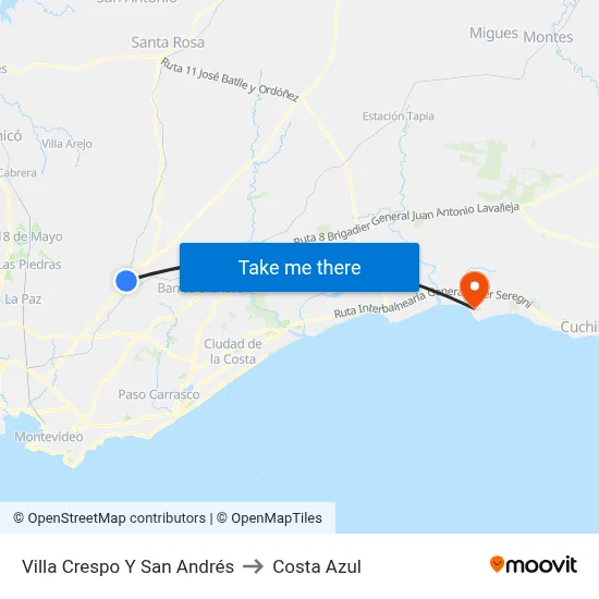 Villa Crespo Y San Andrés to Costa Azul map