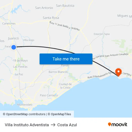 Villa Instituto Adventista to Costa Azul map