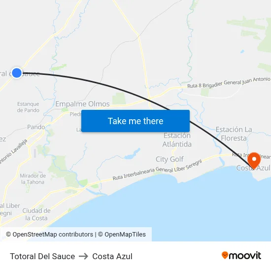 Totoral Del Sauce to Costa Azul map