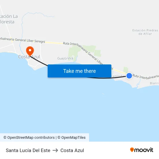 Santa Lucía Del Este to Costa Azul map