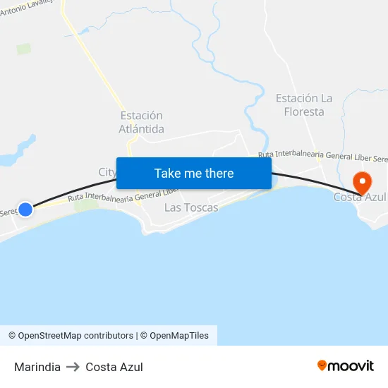Marindia to Costa Azul map