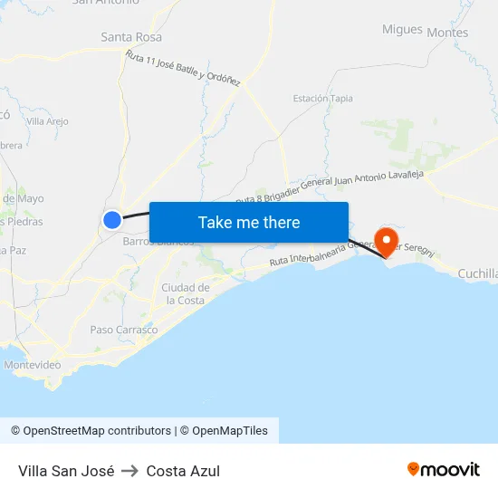 Villa San José to Costa Azul map
